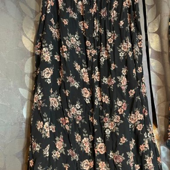 Vintage 90's Indian Rayon Floral 2 piece Dress Grunge Flowy Size 16/18 (SKU:37W) - Picture 2 of 5
